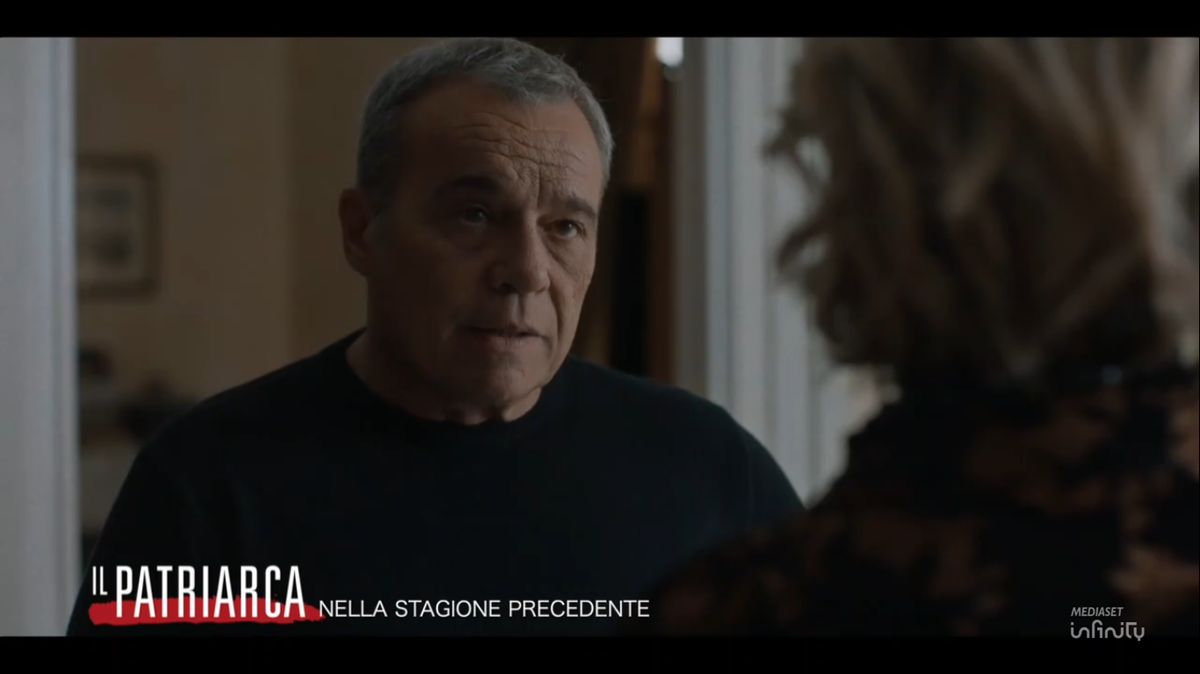 "Claudio Amendola in una scena de Il Patriarca 2, serie tv di successo su Canale 5.